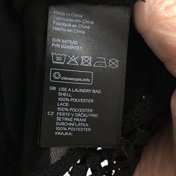 H&M black sheer lace long sleeve blouse S* - Picture 6 of 6